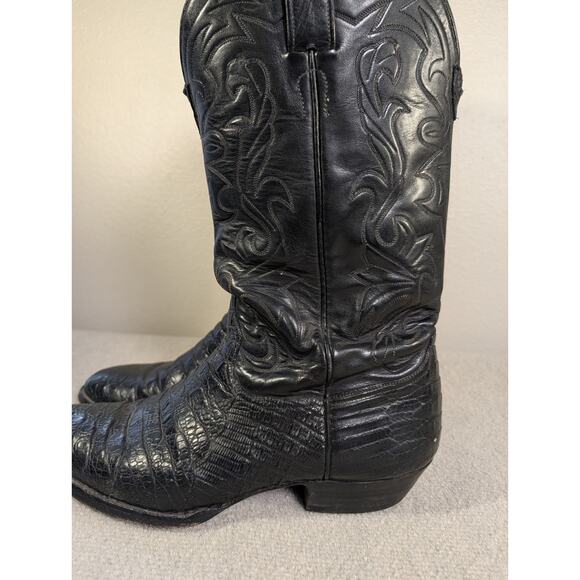 Handmade Lucchese Classics Western Boots Black Caiman Alligator Men’s 10.5 main image 4